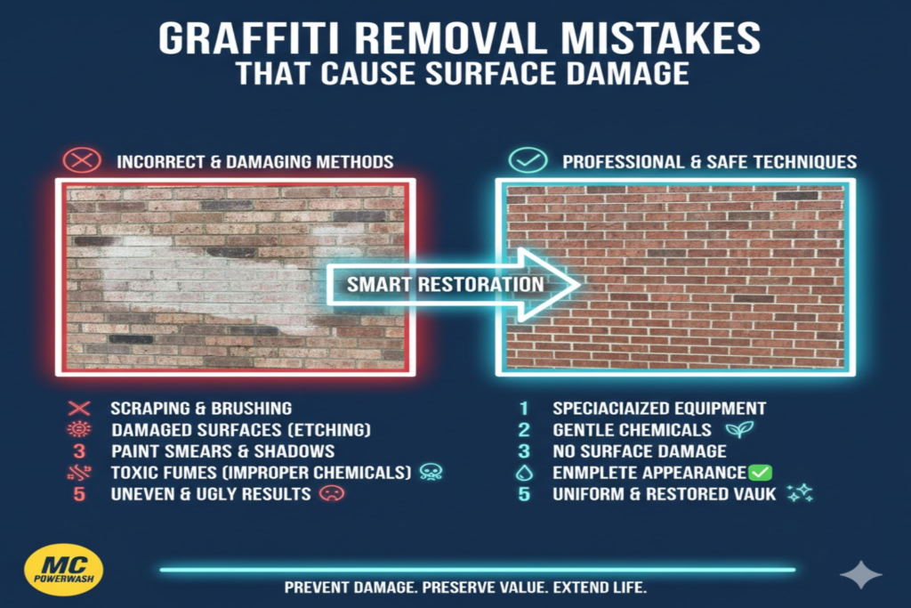 Graffiti Removal Mistakes That Cause Surface Damage