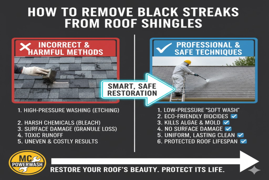 How to Remove Black Streaks from Roof Shingles