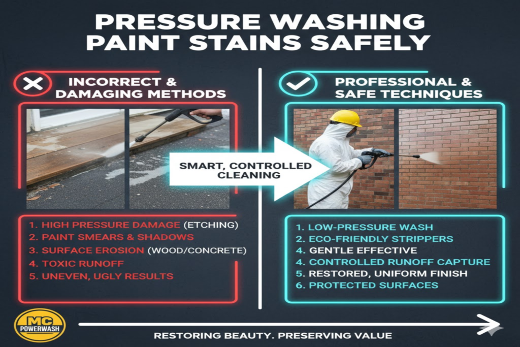 Pressure Washing Paint Stains Safely