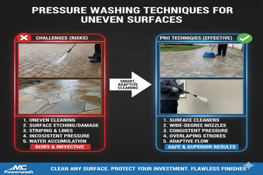 Pressure Washing Techniques for Uneven Surfaces