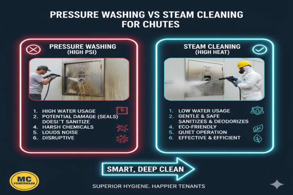Pressure Washing vs Steam Cleaning for Chutes