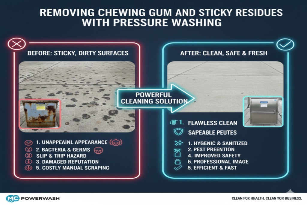 Removing Chewing Gum and Sticky Residues with Pressure Washing