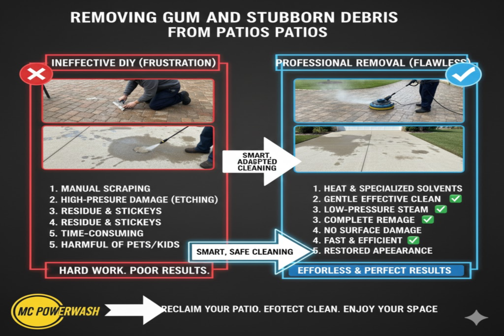 Removing Gum and Stubborn Debris from Patios