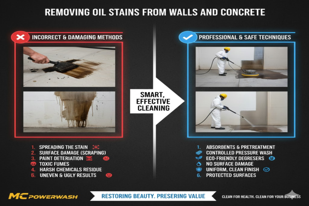 Removing Oil Stains from Walls and Concrete