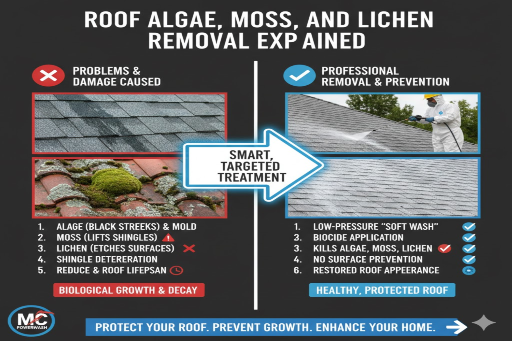Roof Algae, Moss, and Lichen Removal Explained