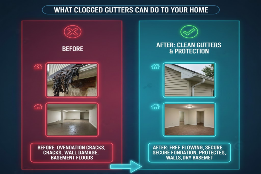What Clogged Gutters Can Do to Your Home